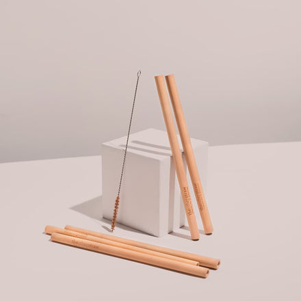 bamboo straws and coconut cleaning brush